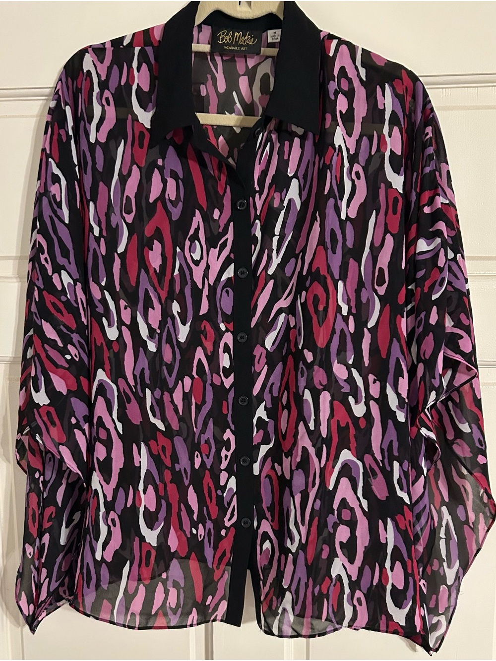 Bob Mackie Wearable Art Vibrant purple pink Animal Print Medium Retro